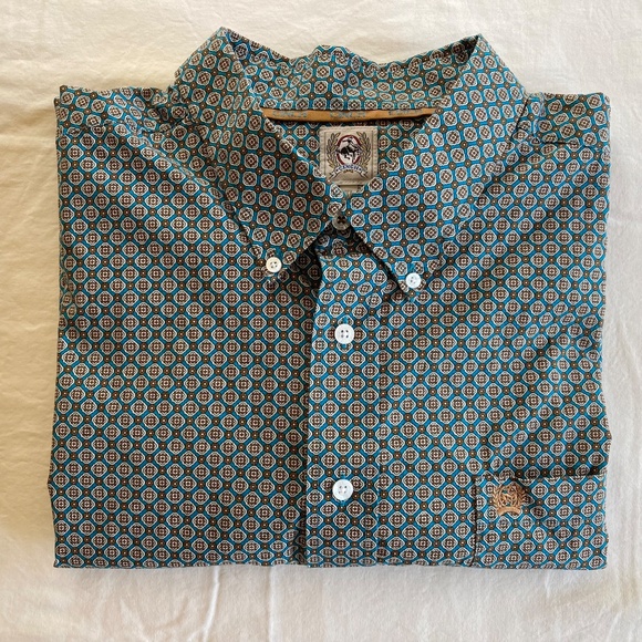 Cinch Men's Medallion Print Short Sleeve Button Down Western Shirt Size XL - Picture 7 of 7